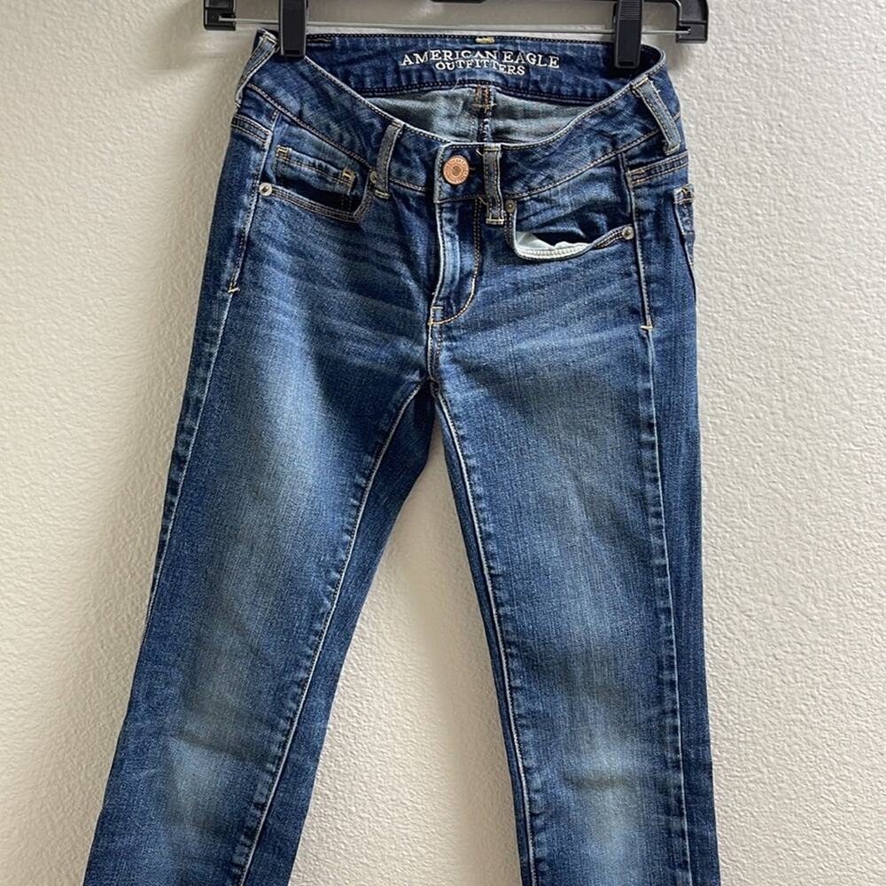 E) American Eagle Outfitters Skinny Stretch Women Jeans Blue size 00 - Picture 2 of 12